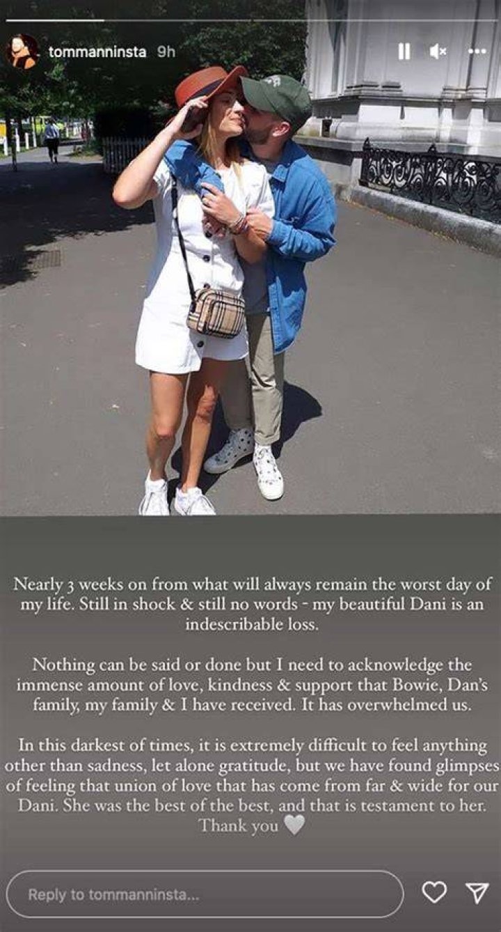 Tom Mann Mourns Fianc Dani Hampson 1 Year After Her Death on Their Wedding Day